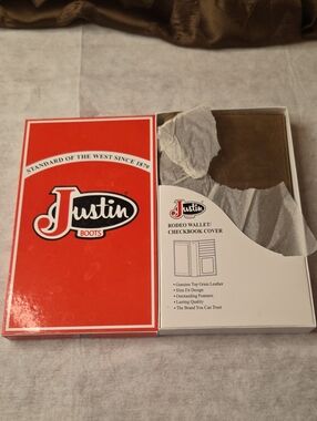 Justin Boots Brown Rodeo Checkbook Wallet Cover-New In Box